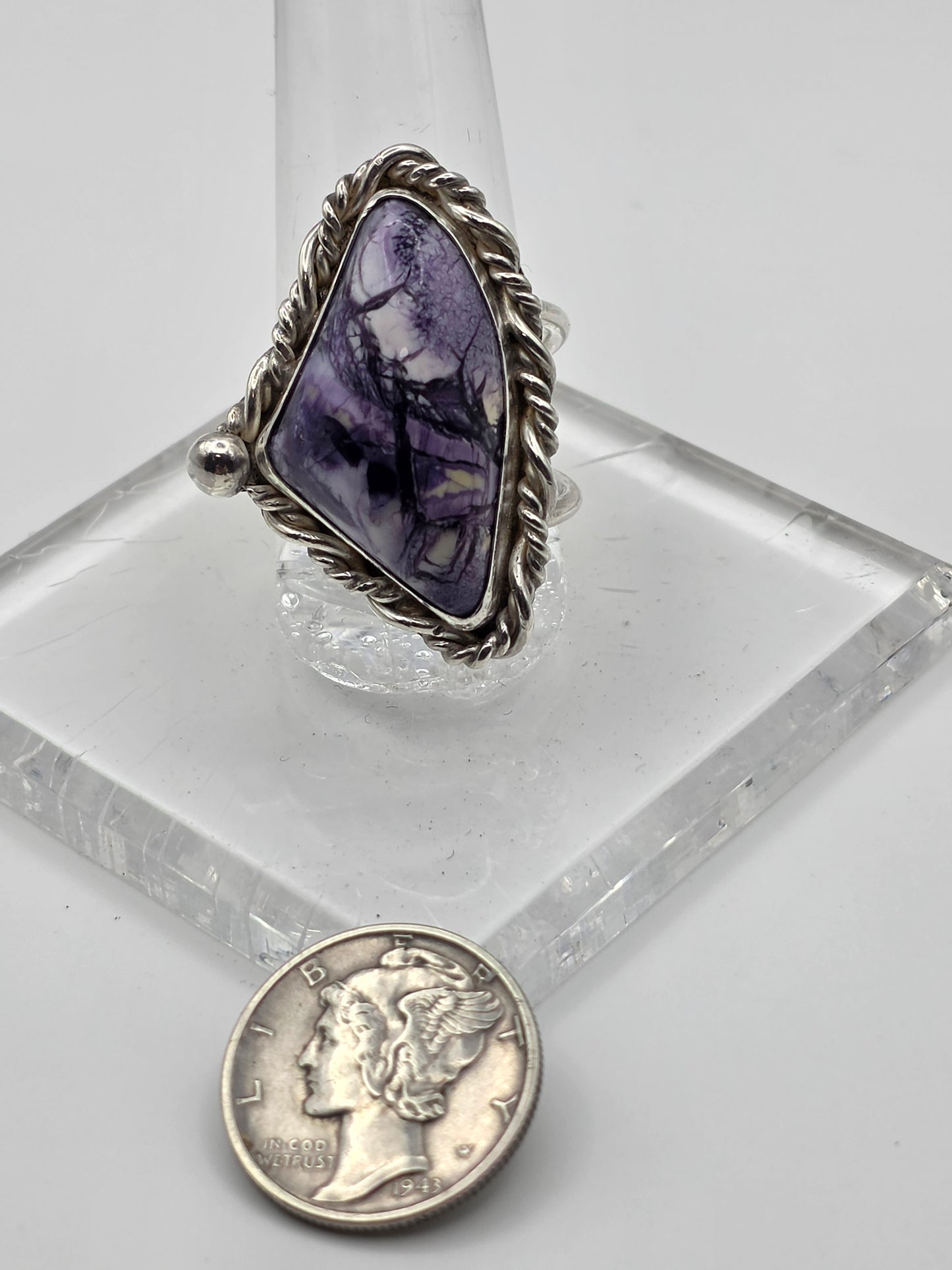 Purple Tiffany Stone Ring · Sterling Silver · Size 8.5 — Hand-Cut Utah Gemstone, One of a Kind