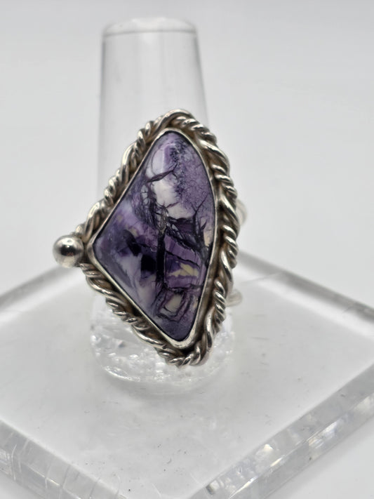 Purple Tiffany Stone Ring · Sterling Silver · Size 8.5 — Hand-Cut Utah Gemstone, One of a Kind