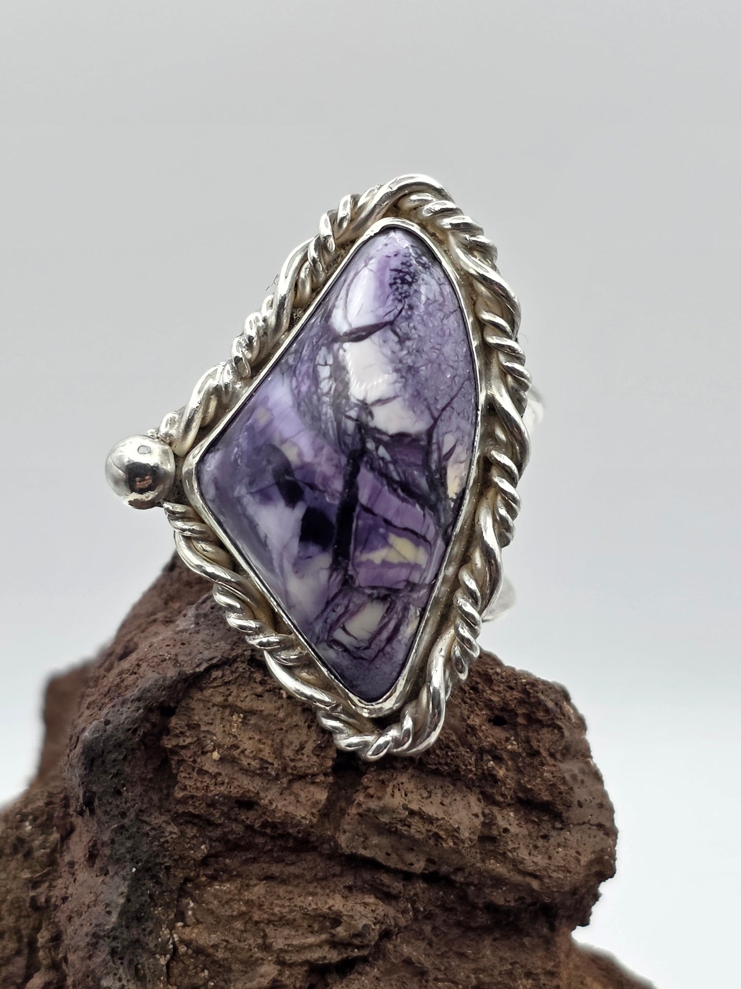 Purple Tiffany Stone Ring · Sterling Silver · Size 8.5 — Hand-Cut Utah Gemstone, One of a Kind