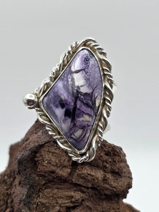 Purple Tiffany Stone Ring · Sterling Silver · Size 8.5 — Hand-Cut Utah Gemstone, One of a Kind