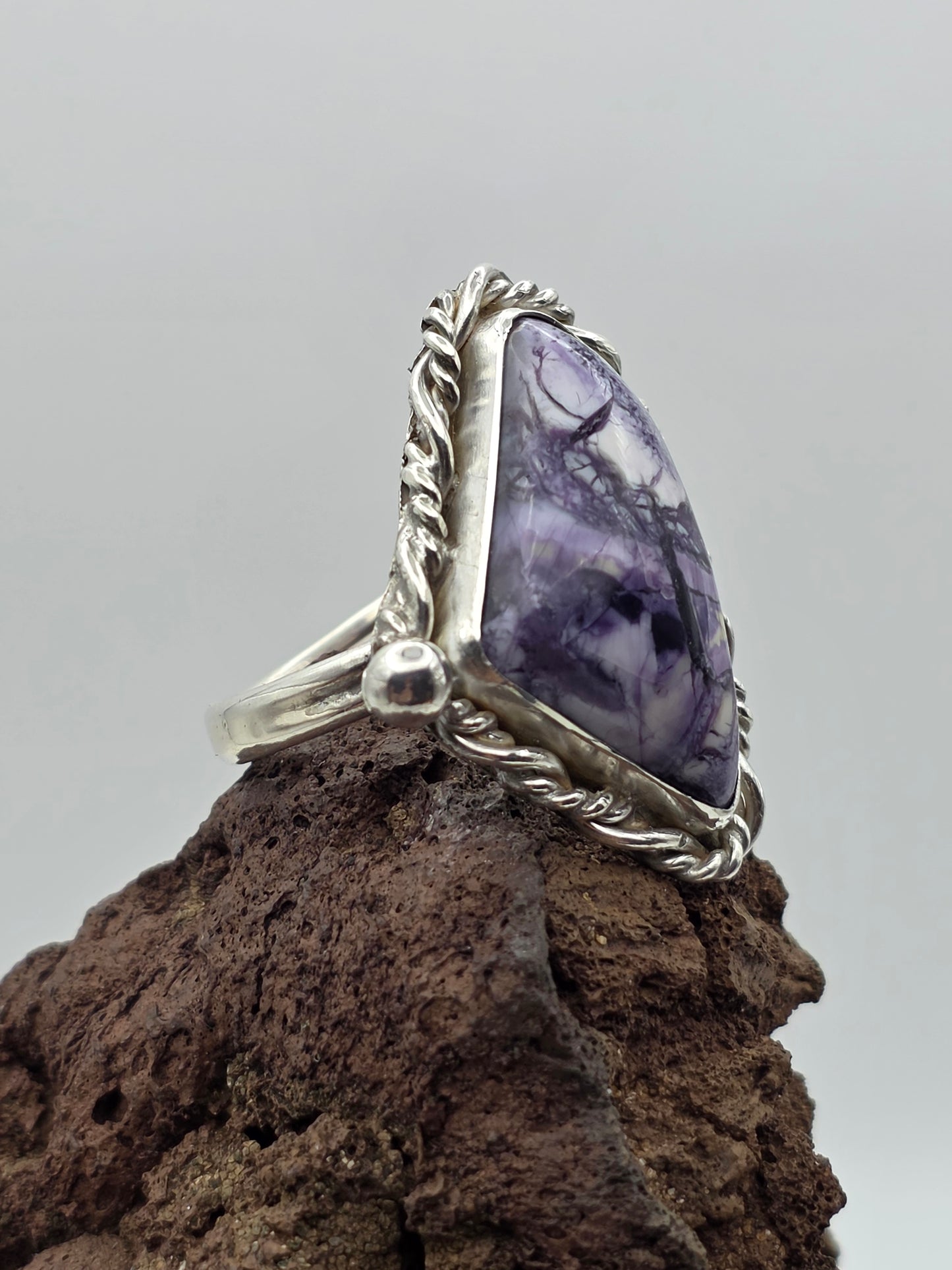 Purple Tiffany Stone Ring · Sterling Silver · Size 8.5 — Hand-Cut Utah Gemstone, One of a Kind