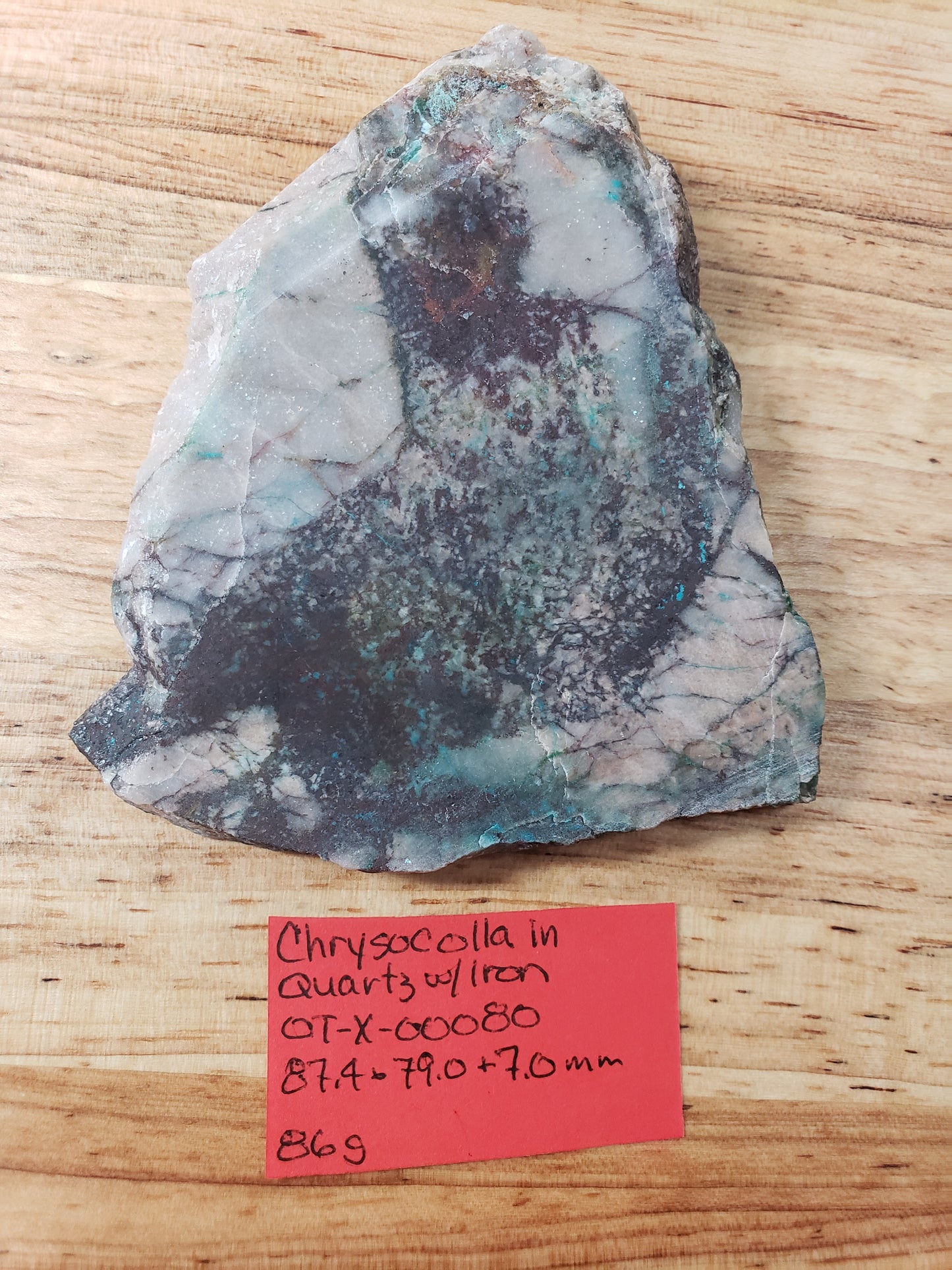 Chrysocolla in Quartz with Iron - OT-x-00080