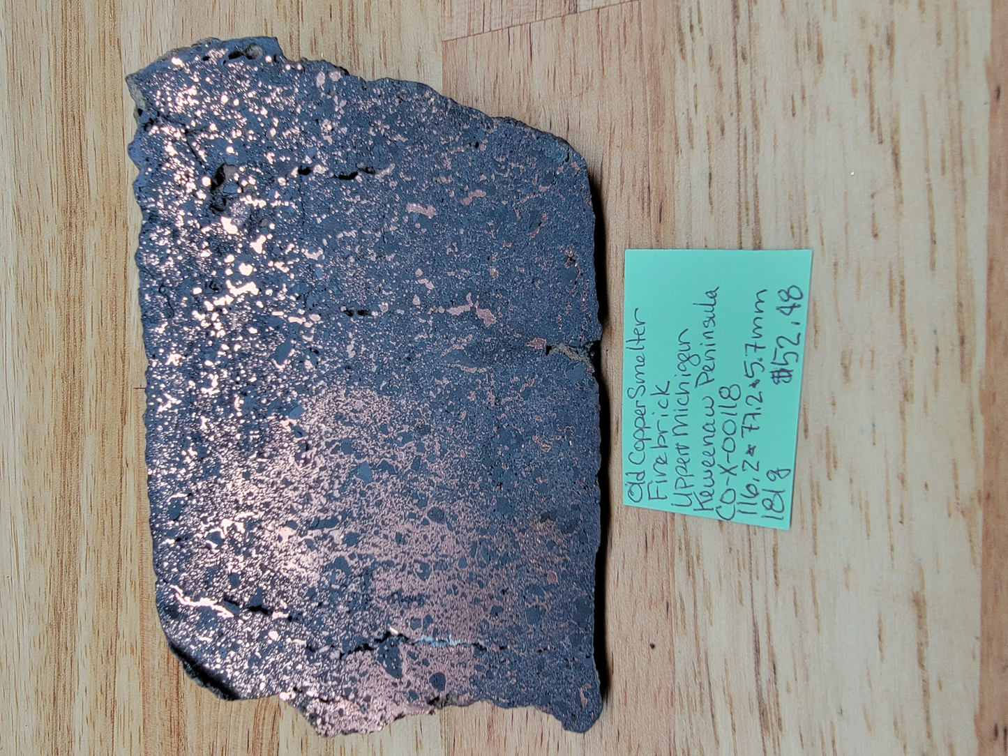 Old Copper Smelter Firebrick Copper Ore CO-x-00118